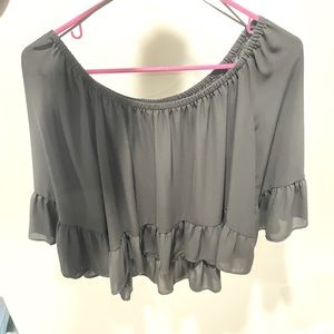 Black Chiffon Off the Shoulder Blouse